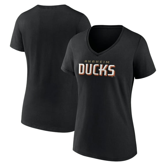 Women's Black Anaheim Ducks  Wordmark V-Neck T-Shirt
