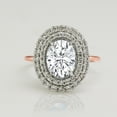 thumbnail image 2 of Halo Jewelers 14k Rose Gold Double Halo Solitaire Style, Center 11X9MM Oval Cut Lab Created Moissanite And Natural Diamond Engagement Ring for Women (3.70 Cttw) Ring Size-8, 2 of 6