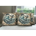 thumbnail image 4 of Ambesonne Nautical Throw Pillow Cover Pack of 4, Cottage Anchor Whale Waves, 4 Pcs-16" x 16", Brown and Slate Blue, 4 of 5