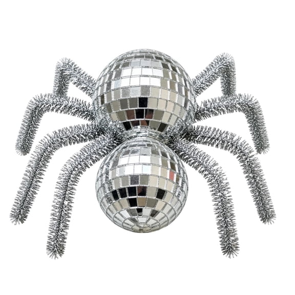Disco Ball Spider Decoration Mirror Reflective Spider Ornament, Halloween Disco Spider Decor for Home Party Shelf Tabletop Window Wall, Shatterproof Holiday Ornament,3.3 Inch