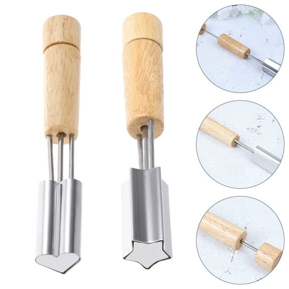 MUSEYA Wooden Handle Cookie Cutter Set Stainless Steel for Home Baking Multi Color 2pcs