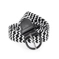 thumbnail image 2 of Deago Braided Belts for Men Women Stretch Elastic PU Leather Woven Belts for Casual Golf Jeans - Black White, 2 of 8
