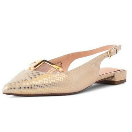 Cecelia New York Jacqueline Womens Flats Slingback Pointed Toe Sling Back Shoes (GOLD SNAKE  7.5)