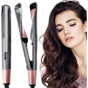 Hair Straightener, Hair Straightener Curler 2 in 1 Hair Straightener, Curl Iron, Professional Straightener Wide Plate Tourmaline Ceramic LCD with Adjustable Temperature 140 -230 ℃, Fast Heat Up（EU Reg