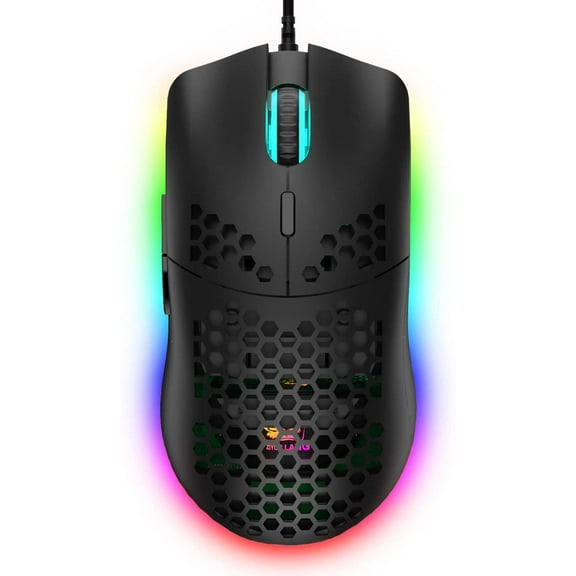 ZIYOULANG Ultralight Wired Gaming Mouse, Lightweight Honeycomb Shell, 4 RGB Breathing Backlit Mice, 6 Adjustable DPI 6400, USB Optical Computer Mice for Gamer / Office