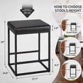 thumbnail image 3 of 2PCS Square Bar Stool Set, 24" Counter Height Bar Stools with PU Leather Cushion, Heavy-Duty Metal Frame, Footrest, Non-Slip Feet for Kitchen Island, Bar & Dining - Black, 3 of 5
