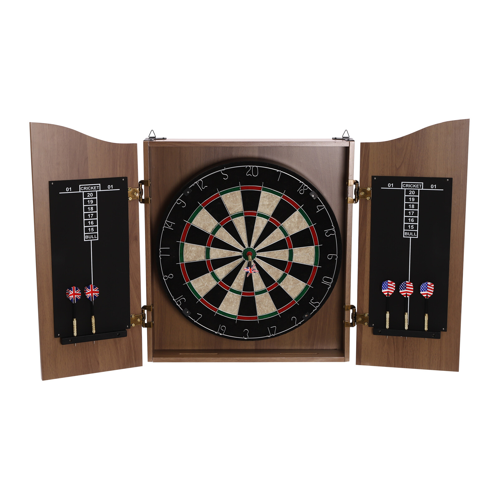 Wooden Dartboard Cabinet Set, 40.15x21.25in with 6 Professional Darts, Sisal Fiber Board for Home and Bar Decor