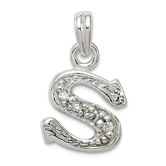 FJC Finejewelers Sterling Silver Cubic Zirconia Initial S Pendant Necklace - Chain Included