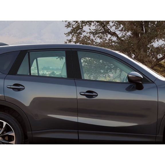 Rvinyl Pillar Post Window Trim Compatible with Mazda CX-5 2013-2016 - Carbon Fiber 4D (Black)