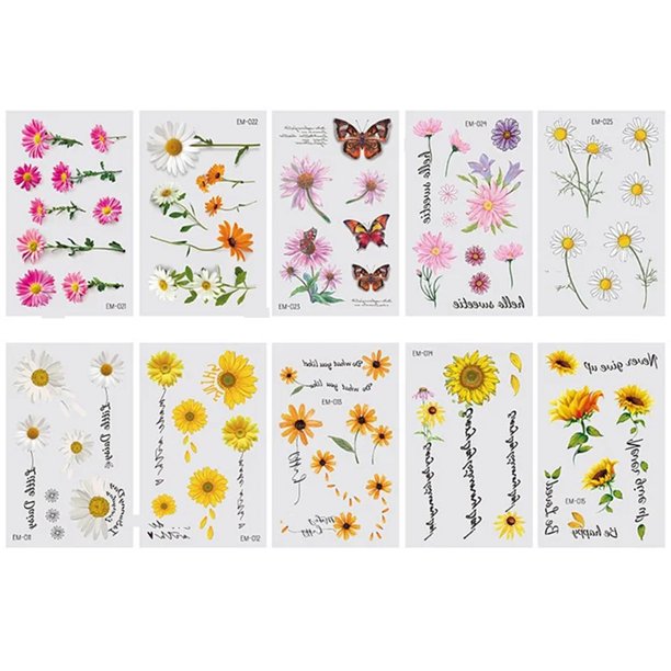 Etiqueta Engomada Del Tatuaje Temporal Kit de pegatinas de arte de tatuaje impermeable 3D de 10 piezas para maquillaje de niños y niñas (C) Ehuebsd Libre de BPA