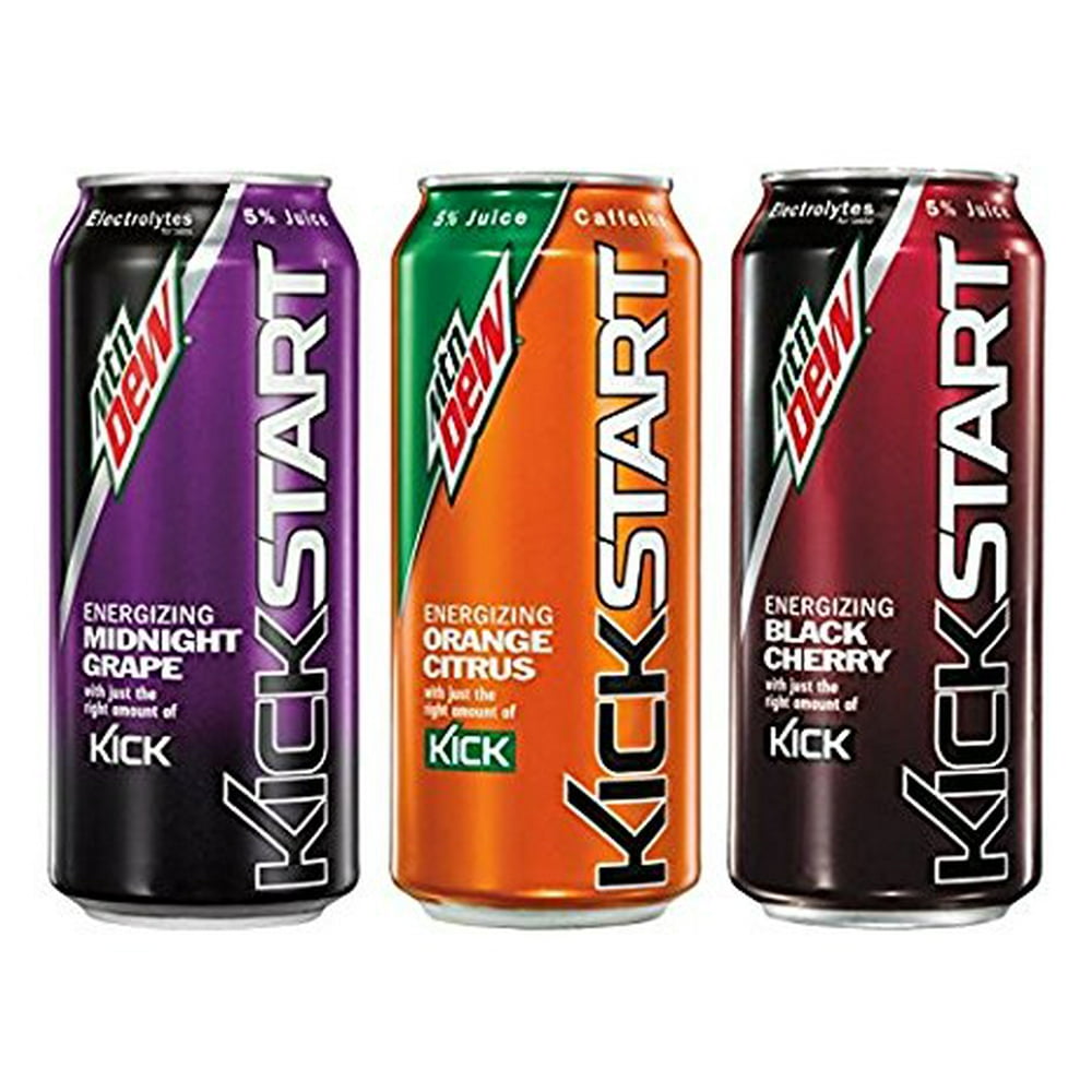 Mountain Dew Kickstart Variety Energizing Juice Beverage, 16 Fl Oz, 12