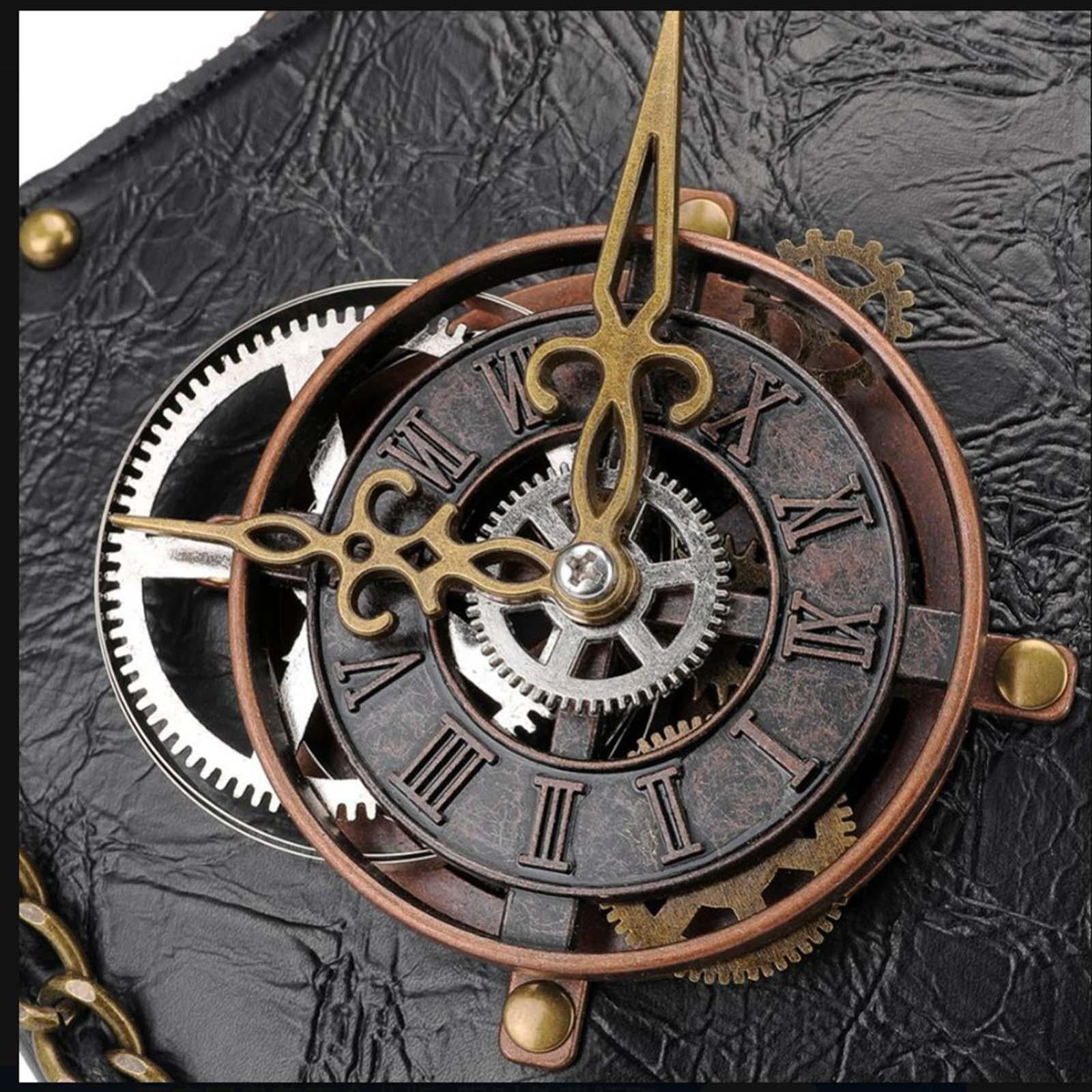 Steampunk Gothic Bag Clock Purse Handbag Retro Satchel PU Leather Shoulder Bag Costume for Women Girls Lady