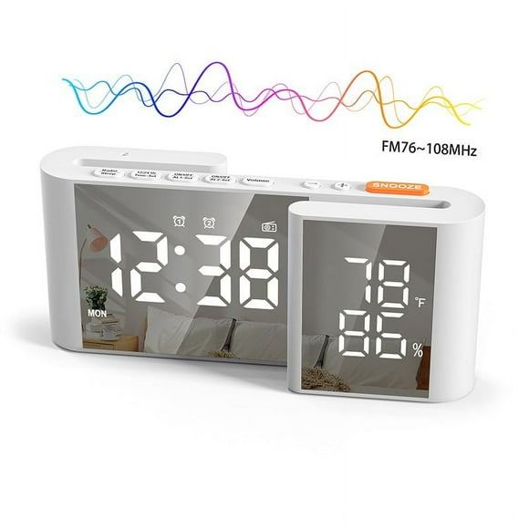 Sleek Bedside Alarm Clock Radio: Dual Display, USB Port & Sleep Timer & FM radio