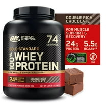 Optimum Nutrition Gold Standard 100% Whey Protein Powder, Double Rich Chocolate, 24g Protein, 5 LB