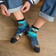 thumbnail image 3 of Rateoe Underwater Fish Turtle Pattern Quarter Crew Socks,Toe Seamed Ankle Socks,Cotton Cushioned Breathable Athletic Crew Sports Socks, 3 of 7