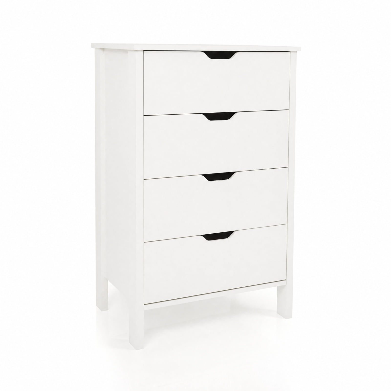 Furnibear 4-Drawer Dresser Wooden Nightstand with Anti-Tipping Kits for Bedroom Closet Living Room Nursery Clothes Storage, White