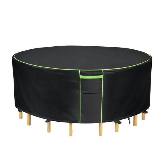 Round Patio Furniture Covers, 84" Dia Outdoor Furniture Covers, Waterproof Outdoor Table Cover, Fire Pit Cover, 420D Cover for Outdoor Furniture Set, Black