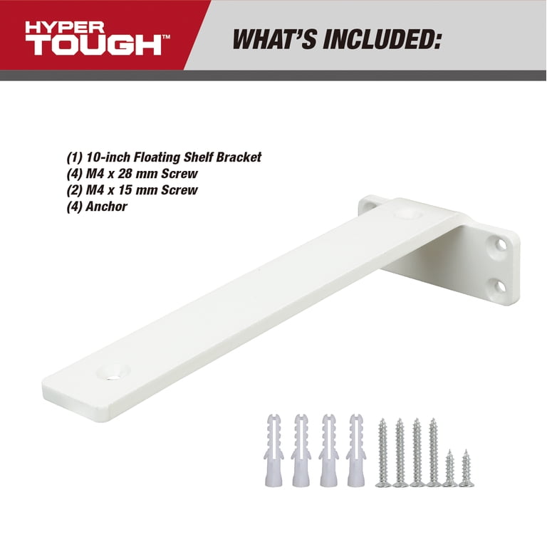 Hyper Tough 10x4 Floating Shelf Bracket, White photo 2