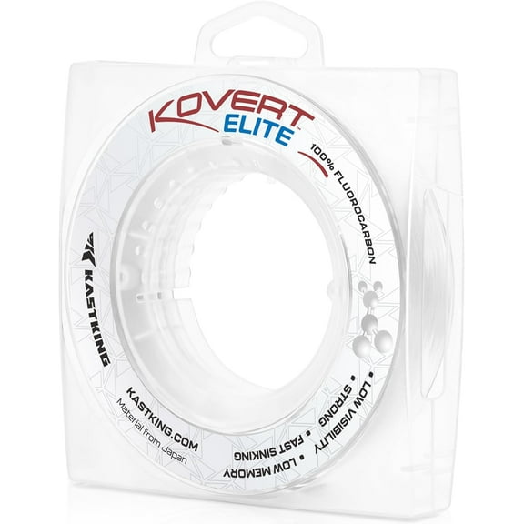 KastKing Kovert Elite 100% Fluorocarbon Fishing Line, Shock Resistant, High Clarity, Low Visibility, Highly Abrasion Resistant, Fast Sinking, Low Stretch, Low Light Refraction
