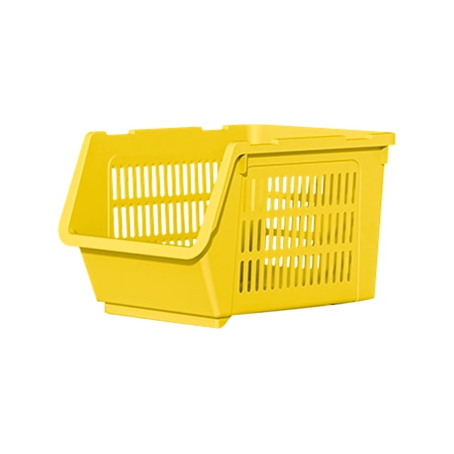 Plastic Storage Bins Storage Basket,Stackable Bins,Organizer Bins,Space-Saving Organizer for Closet,Car,Clothes Rack & Cabinet,Movable Kitchen Storage Rack,Storage Crate 9.45"x13.39"x7.47",Yellow
