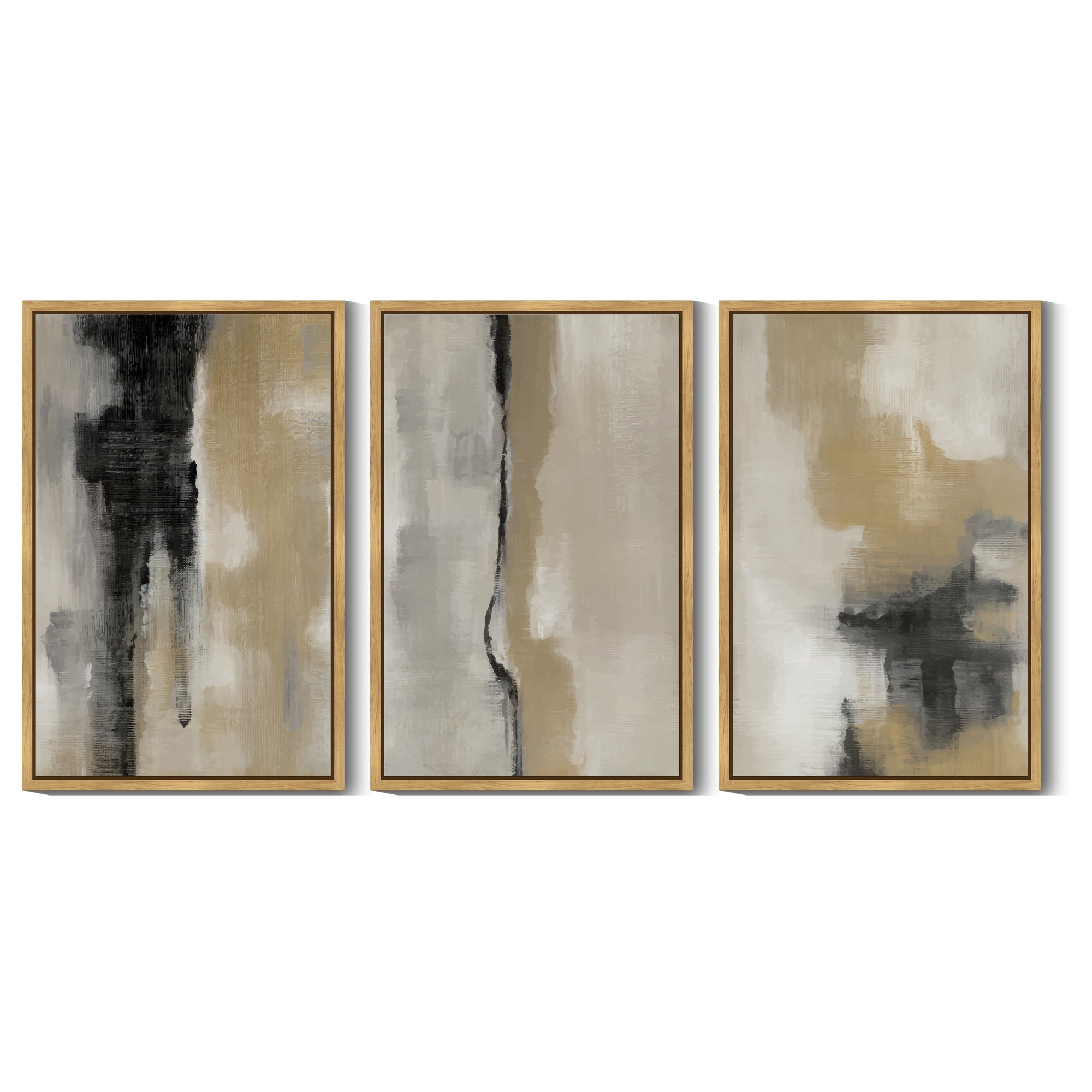 SHENIFY Abstract Wall Art 16x24in3pcs Natural Framed Tie-Dyed Shapes Abstract Illustrations Modern Minimalist Painting Decorative Artwork for Living Room Bedroom