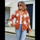 thumbnail image 5 of Cárdigan con Estampado Floral para Mujer, Larga, Abertura Frontal, Botones, Cuello en V, Tejido de Punto. Naranja Rojo S, 5 of 8
