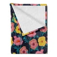 thumbnail image 2 of Floral Soft Flannel Fleece Blanket, Wild Meadow Flowers with Dusty Pink and Yellow Tones in Continuous Pattern, Cozy Plush for Indoor and Outdoor Use, 70" x 90", Dark Blue Multicolor, by Ambesonne, 2 of 5