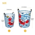 thumbnail image 3 of Zufioo Red Funny Crab on Blue Stripe Print Round Dirty Clothes Basket, Waterproof Standing Dirty Clothes Bag, Suitable for Home, Bathroom, Car Trunk-Medium, 3 of 6