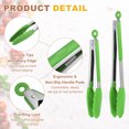 thumbnail image 3 of Uxcell 2 Pcs Pinzas de cocina con puntas de silicona, pinzas de acero inoxidable de 11/13 pulgadas resistentes al calor y antiadherentes para agarrar alimentos, asar carne, verdes, 3 of 7