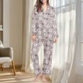 thumbnail image 4 of successthop Button Up Pajamas for Women Floral Long Sleeve Lapel Nightwear and Pj Pant Print Sleepwear with Pockets Gray, 4 of 7