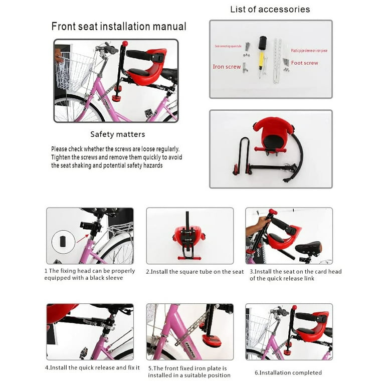 Baby Bicycle Seat Front Mounted Child Bike Seat with Anti Slip