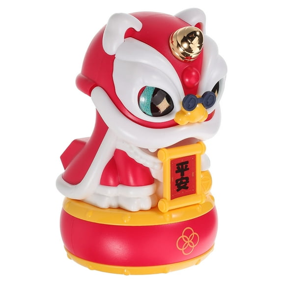 Raindrops Solar Lion Bobblehead Dashboard Ornament, Multi-Color Plastic, Chinese Style Car Decoration, 4.7 Inches