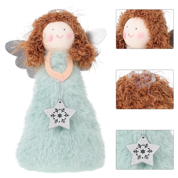 FRCOLOR Blue Christmas Angel Tree Topper for Decoration Made of PVC and Plush Adds Festive Atmosphere