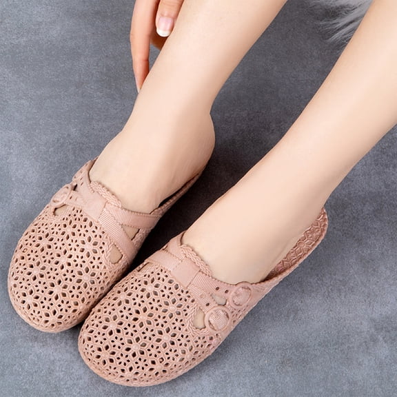 Domzle Women's Closed Toe Bathroom Slides Quick Drying Soft Lightweight Non Slip Slippers for Shower Spa Beach Hollow Out Mesh Slide Sandals Khaki
