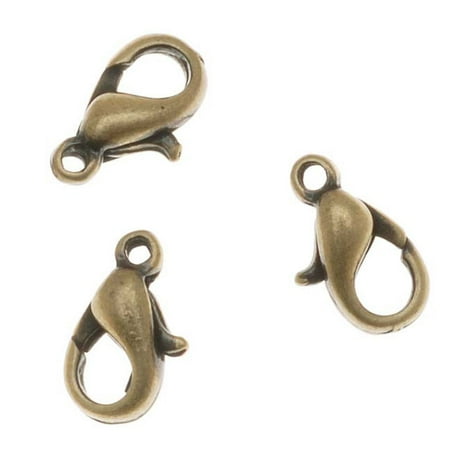 - Antiqued Brass Curved Lobster Clasps 10mm (6)
