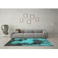 thumbnail image 3 of Ahgly Company Machine Washable Indoor Rectangle Abstract Turquoise Blue Modern Area Rugs, 4' x 6', 3 of 4