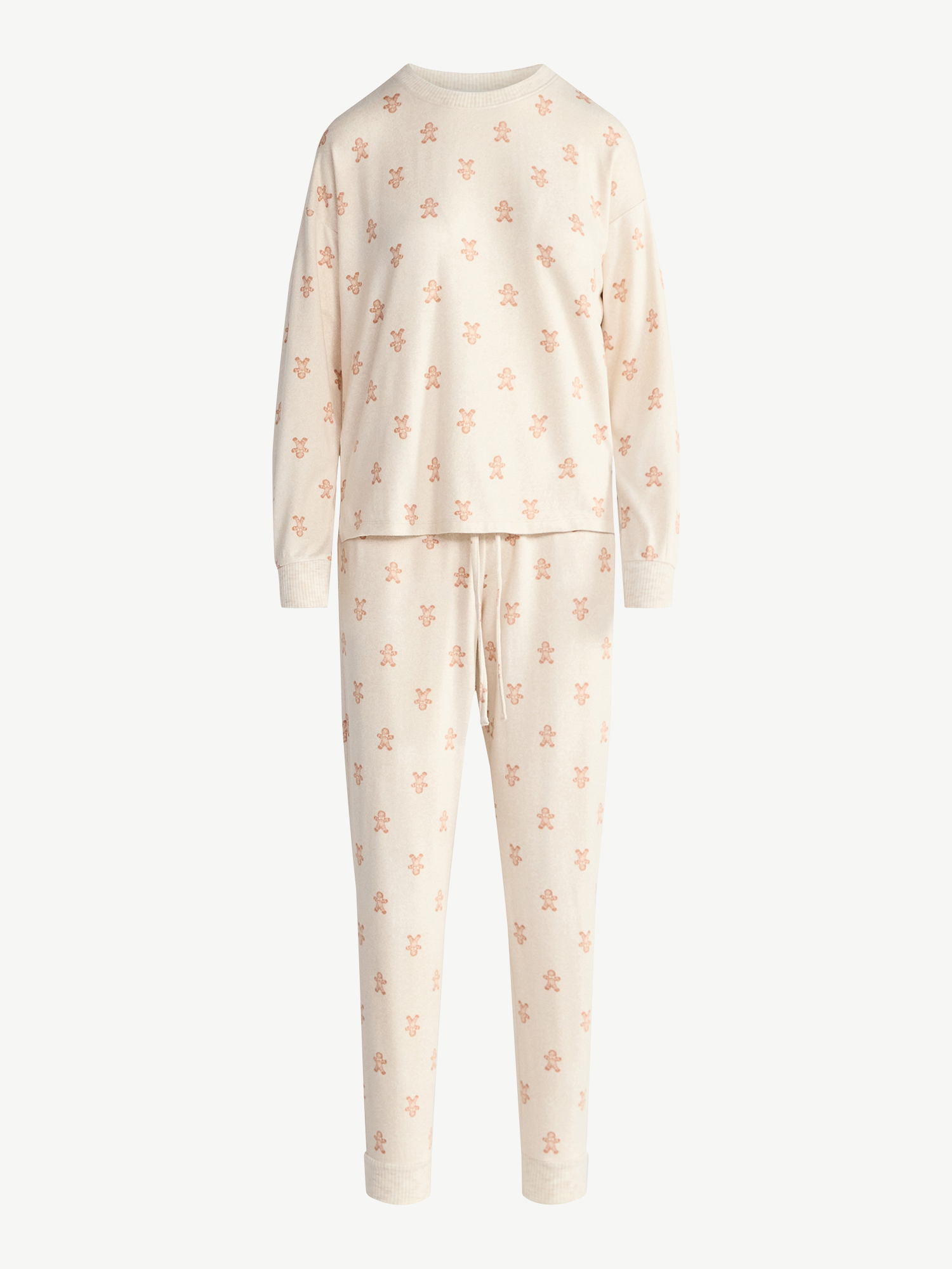 Joyspun Women's Cozy Lounge Collection Hacci Knit Long Sleeve Top and Joggers Pajama Set, Sizes XS-3X