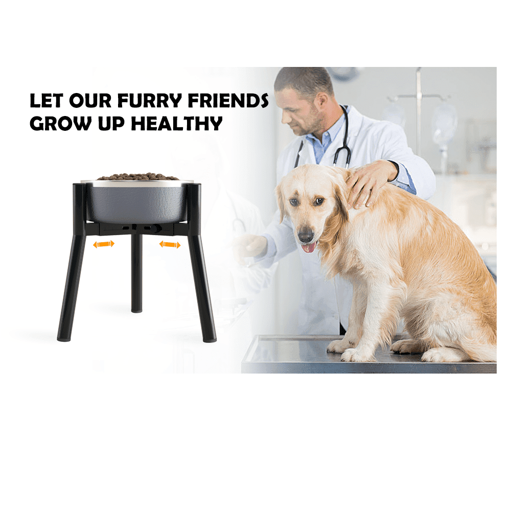 Raised Dog Bowl Stand for Large Dogs 11" Height Adjustable Width 7-10.6" Single Tall Elevated Dog Bowls Stand, Food & Water Feeder Bowl Holder for Large Breeds(Bowl Not Included)
