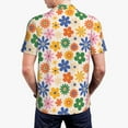 thumbnail image 5 of Rocae Groovy Daisy Flowers for Men's Short Sleeve Polo Shirt, Quick Drying Performance Moisture Wicking Sports Men's Golf Shirt 4X-Large, 5 of 9