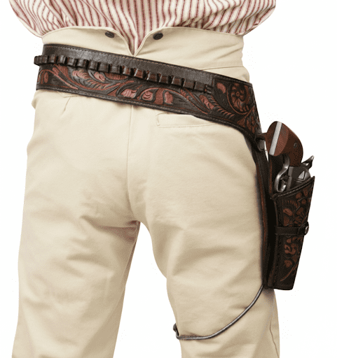 TJAYZ Western Drop Loop Leather Gun Belt and Holster, Right Hand, 44/45 Caliber, BROWN 48"