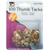 Charles Leonard Thumb Tacks - 3/8" Solid HEachd - Brass Plated - 100/Card 80938
