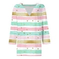 thumbnail image 5 of HOMBOM 3/4 Sleeve Shirts for Women Y2k V-Neck Sky Blue Stripes Vacation New arrivals Colorful T-Shirts, 5 of 6