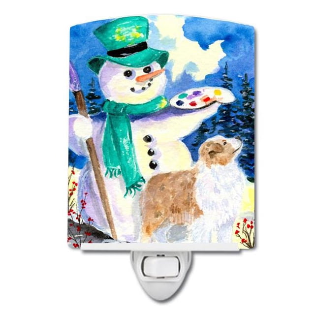 Carolines Treasures SS8996CNL Snowman with Australian Shepherd Ceramic Night Light