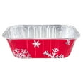 thumbnail image 4 of 1 lb. Red Holiday Christmas Snowflake Aluminum Foil Small Mini Loaf / Bread Baking Pans with Clear Dome Lids (Pack of 6 Sets), 4 of 8