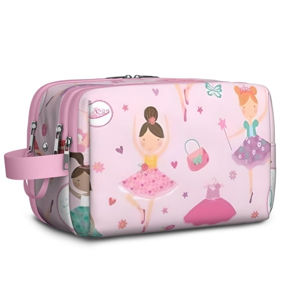 Toiletries Bag,Pink Ballerina Princess Pattern Mens Womens Toiletry Bag Bathroom Bag,Waterproof Toiletry Travel Bag Dopp Kit Shaving Bag 11x6.3x5.1 Inch