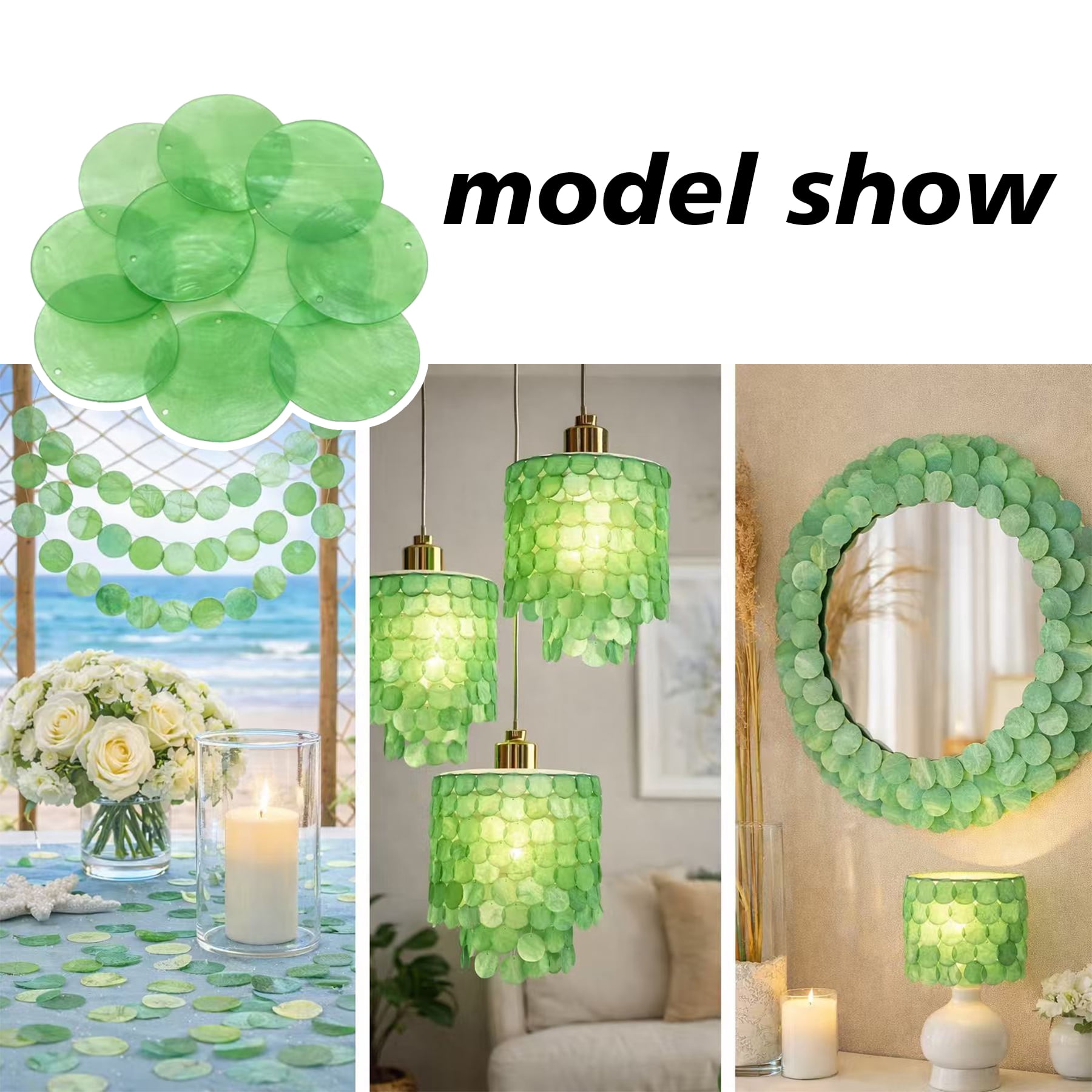 120Pcs Capiz Shells 1.97in Round Natural Shells with 2 Holes for Seashell Wind Chimes Curtain Shell Garland DIY Craft Wedding Home Decoration