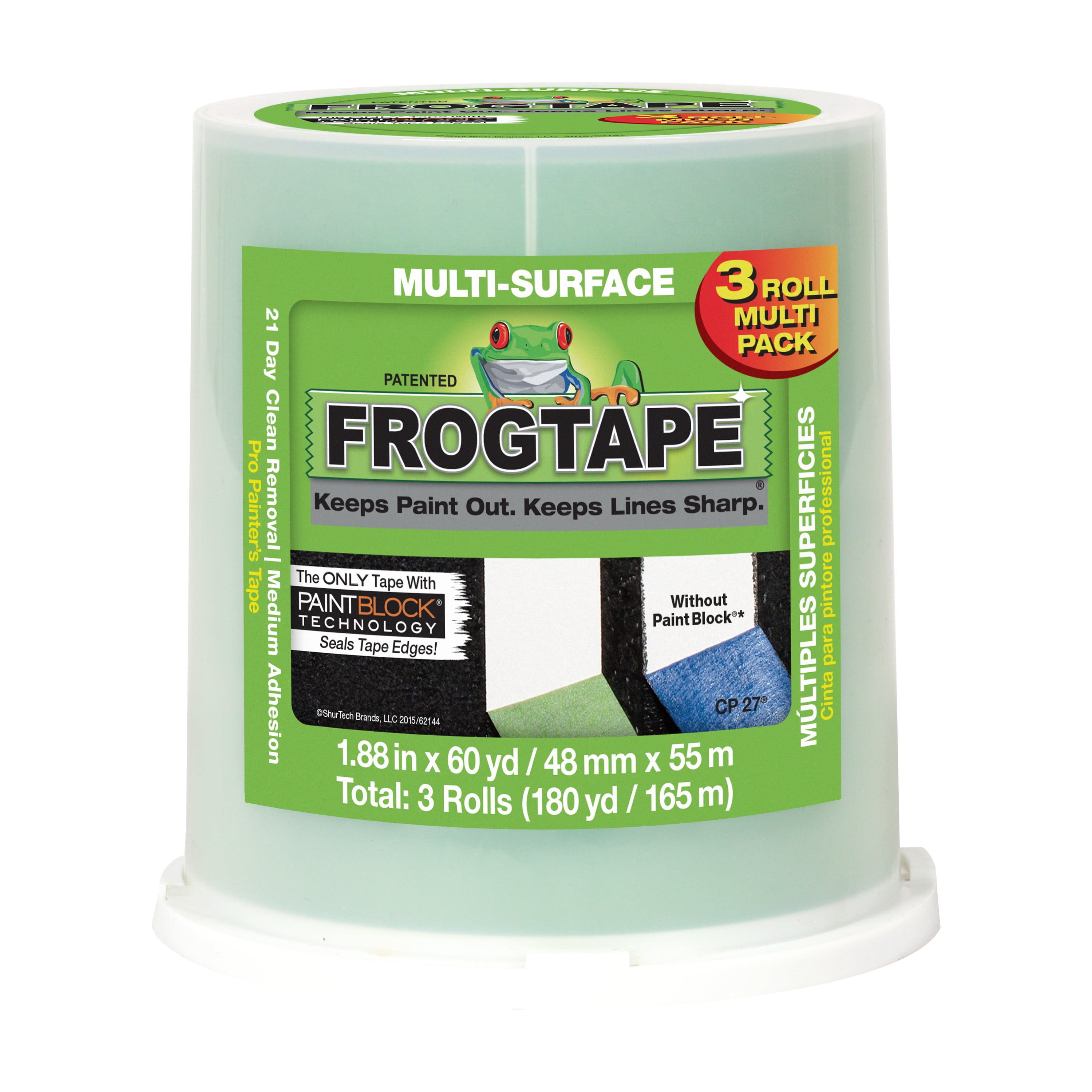 FrogTape 1.88 in. x 60 yd. Green MultiSurface Painter's Tape, 3pack