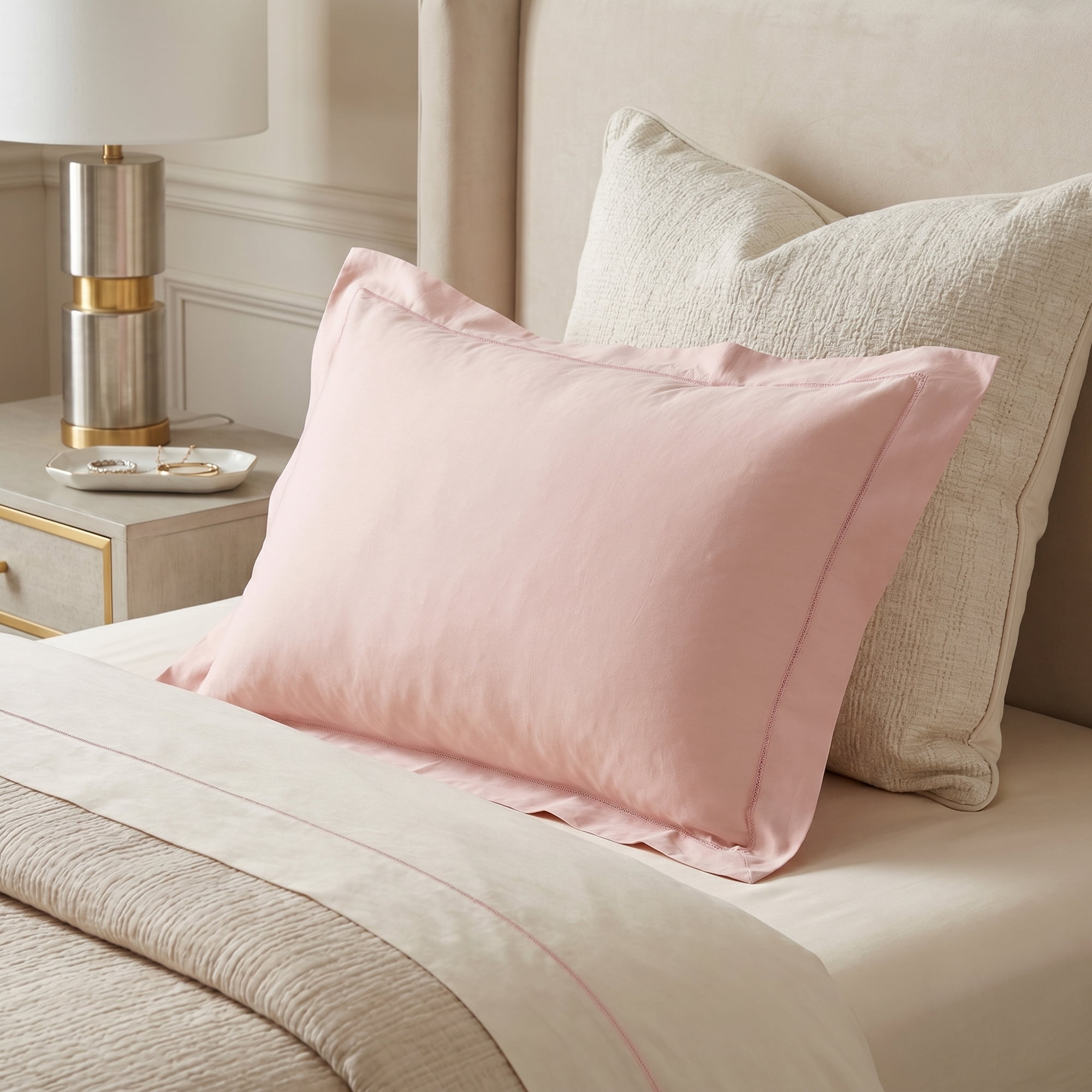 Unique Bargains 2 Pack Cotton Pillowcase Cooling Envelope Closure Bedding Queen Pink