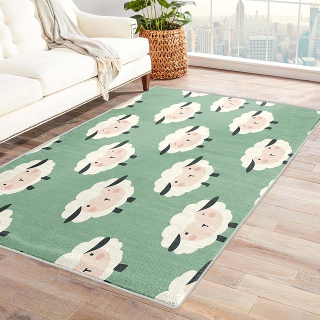 Sheep Rug & Home Decor - Kids Farm Animal Rugs for Entryway, Front Door Mat Indoor Entrance, Washable Rugs, 2x3 Rug, Non Slip Soft Small Area Rug, Cartoon Animal Carpet & Room Decorations X-&577
