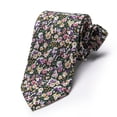thumbnail image 3 of Barry.Wang Men's Cotton Ties Flower 3.15" Necktie Printed Skinny Tie Sets Clip Extra Long Flower Wedding Party Black, 3 of 7